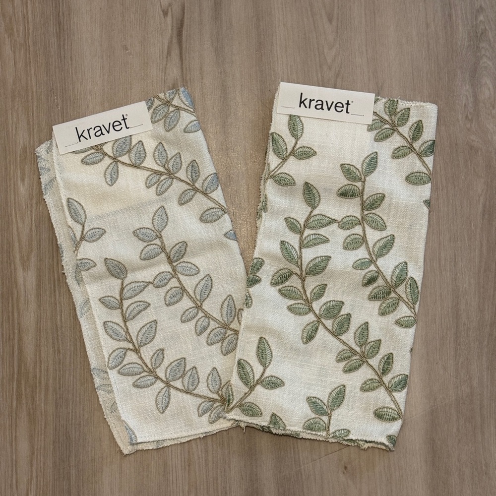 Kravet Leaf Pattern Fabric Swatches